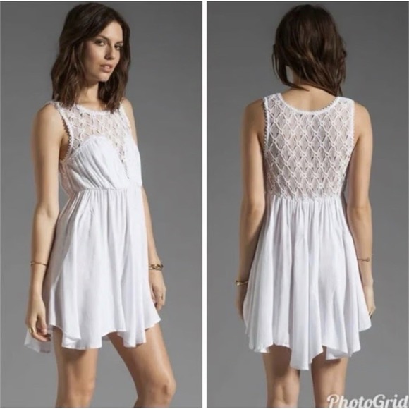 Free People Dresses & Skirts - Free People Dress Womens Medium Mini Fiesta White Lace Festival Boho Cowgirlcore